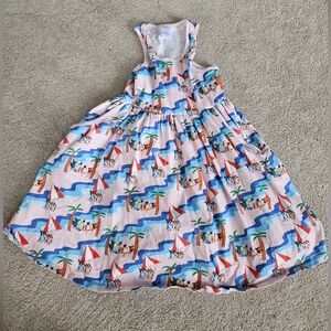 Hanna Andersson Bluey Racerback Skater Dress with Pockets, 6-7, Pink/blue